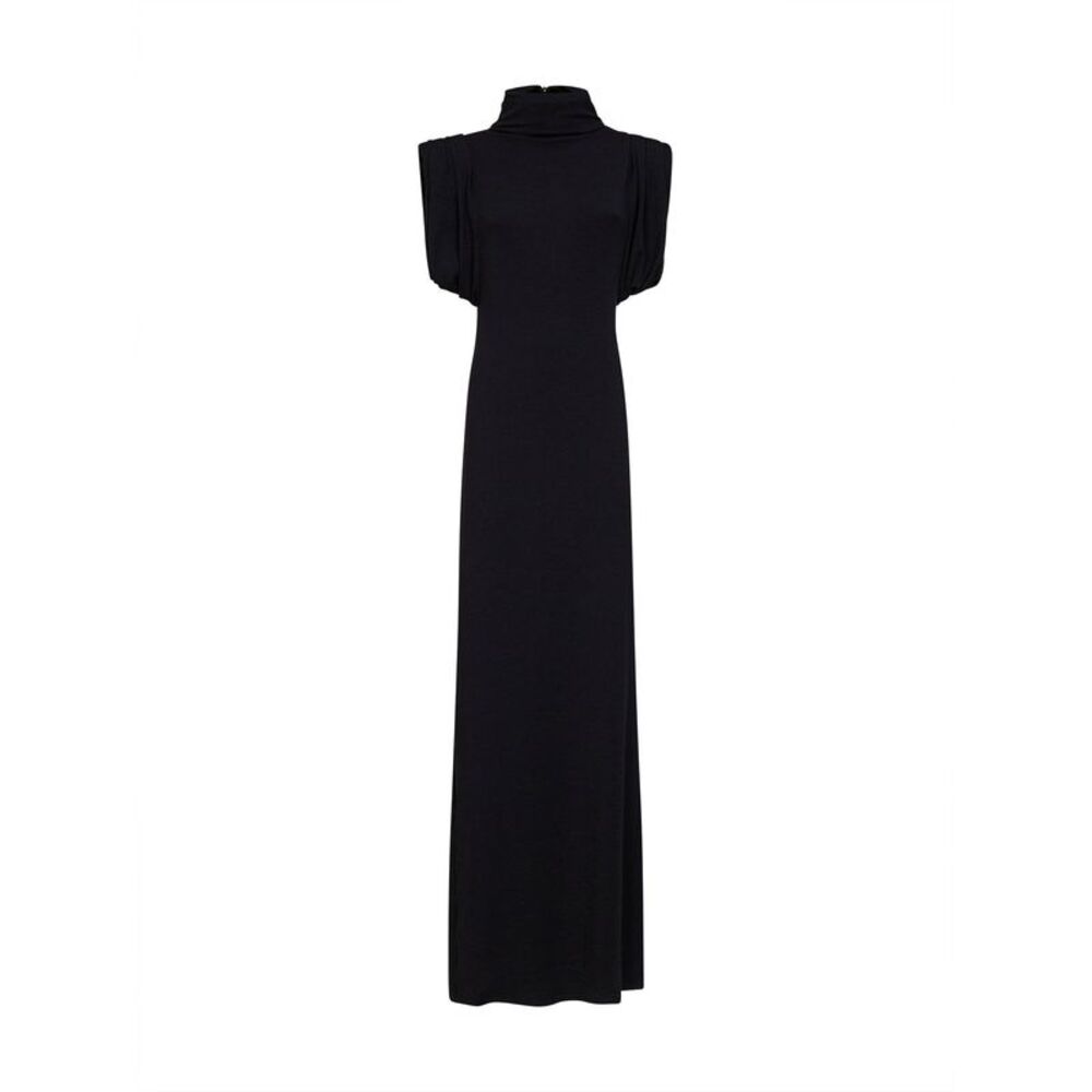 Mugler Women Black Jersey Draped Sleeveless Maxi Dress